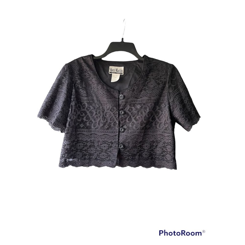 Vintage Lace Crop Top with shoulder pads Sheri martin sz. 14